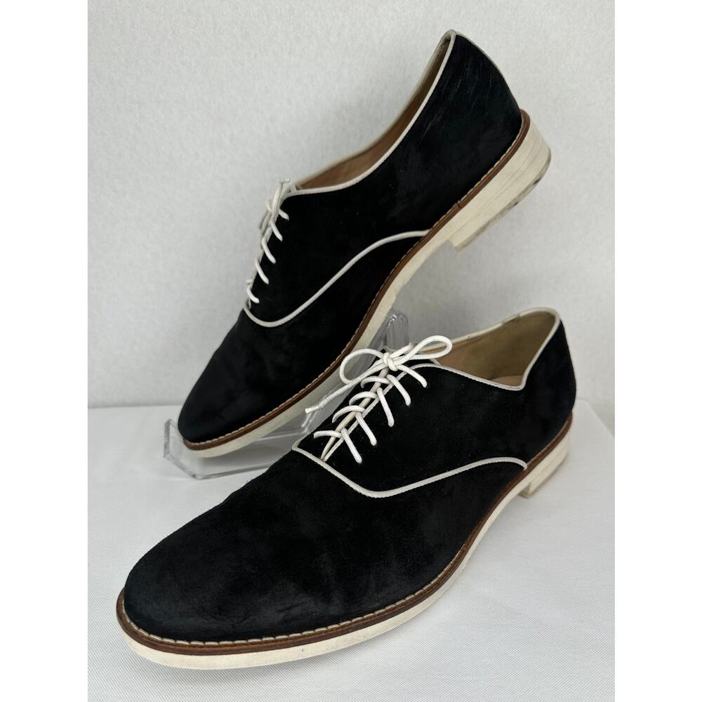 J Crew Piped Mercer Black Suede Loafers B7952 Size 9 1/2 - Picture 2 of 9